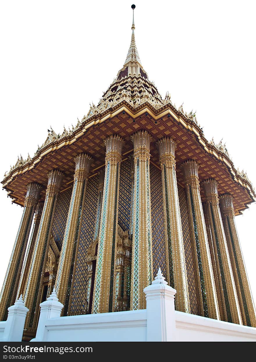 Wat Phra Buddhabat temple isolated on white