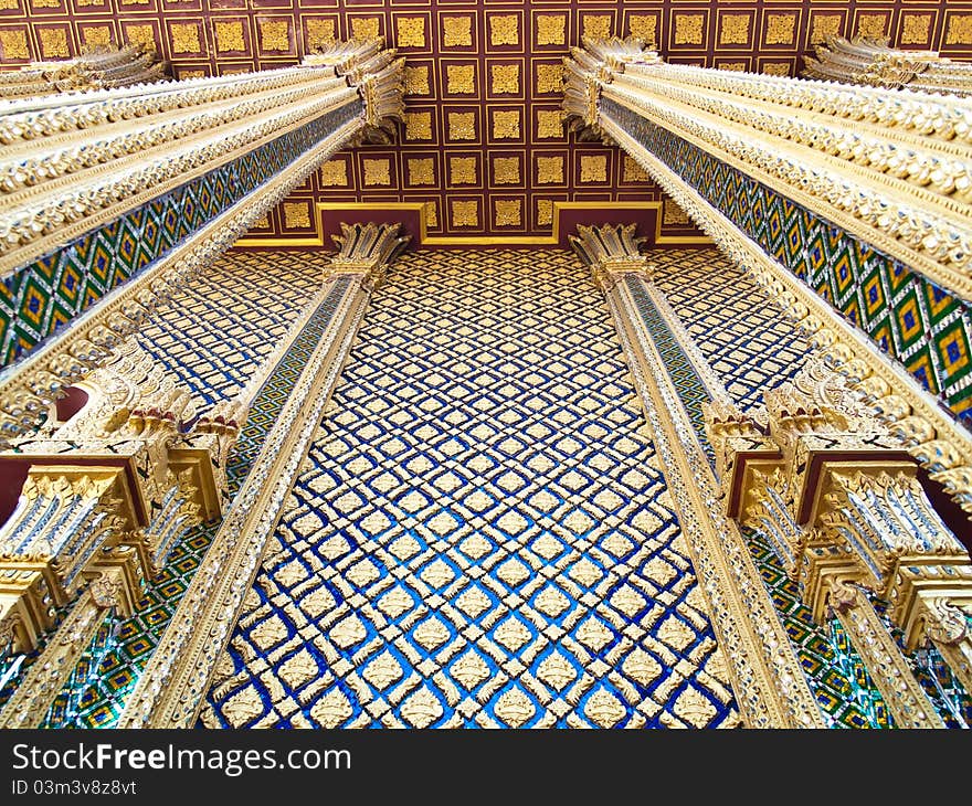 Art of Wall from Wat Phra Buddhabat in Thailand