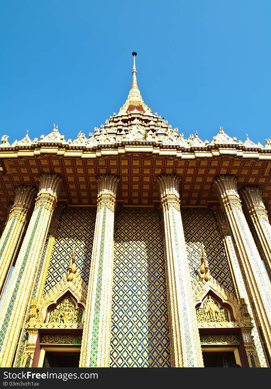 Wat Phra Buddhabat with blue sky , Thailand