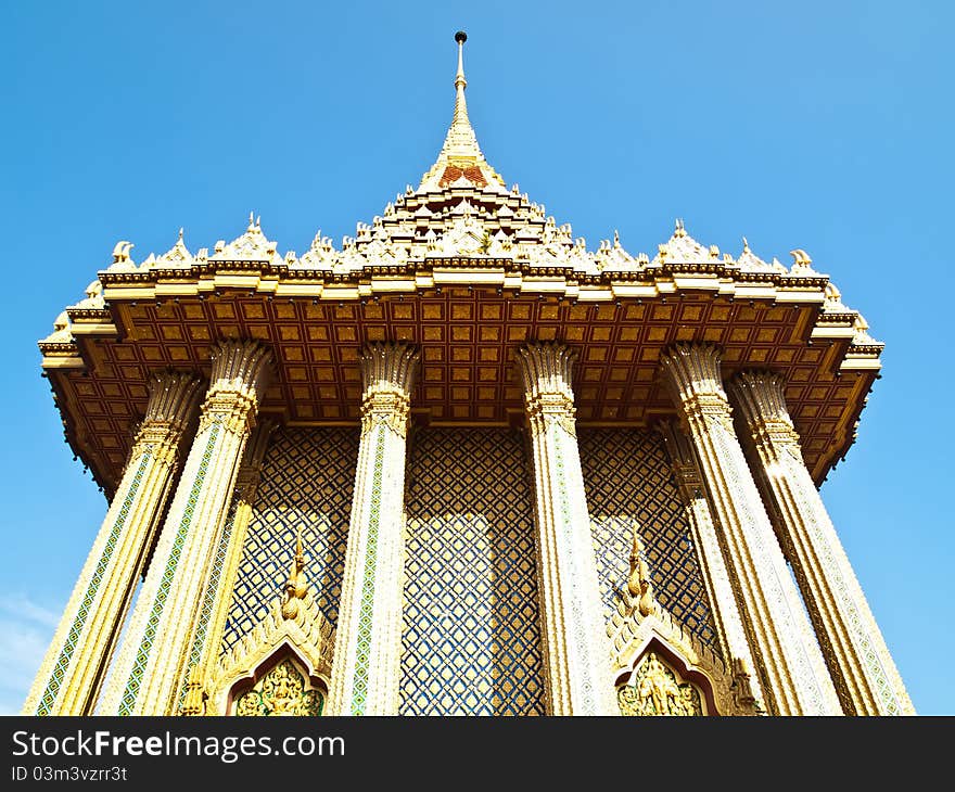 Wat Phra Buddhabat with blue sky background