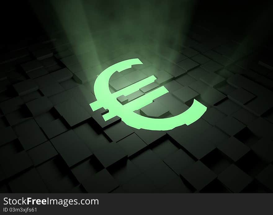 Glowing Euro symbol