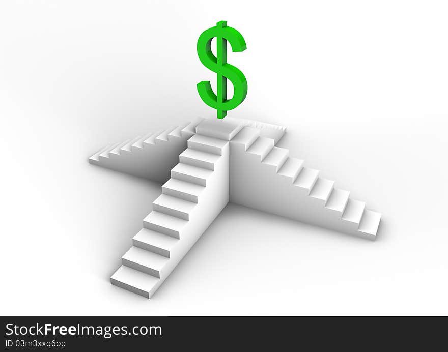 Dollar Symbol On A Staircase