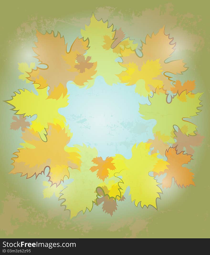 Gold autumn background with leaves