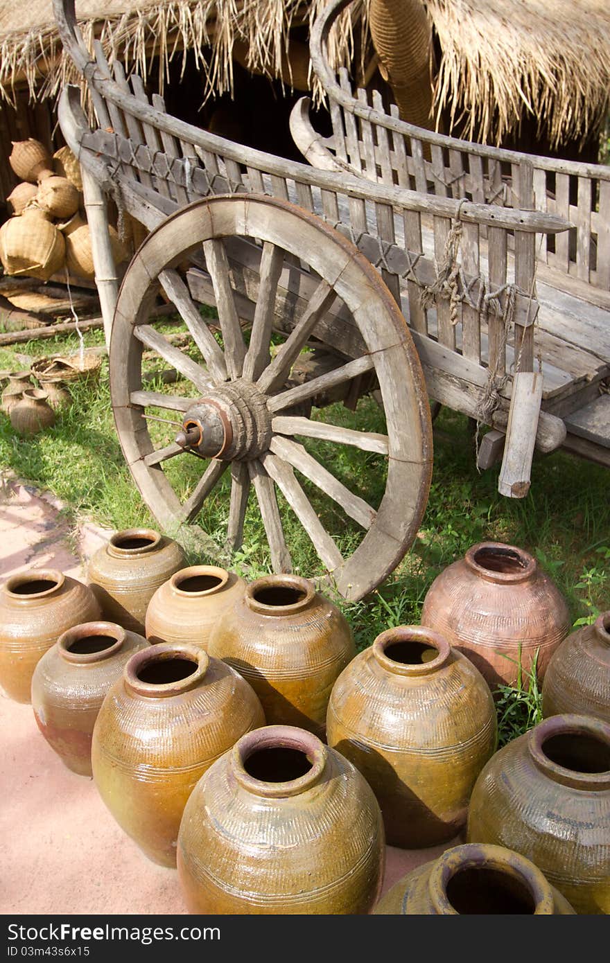 Earthen pots and buckboard