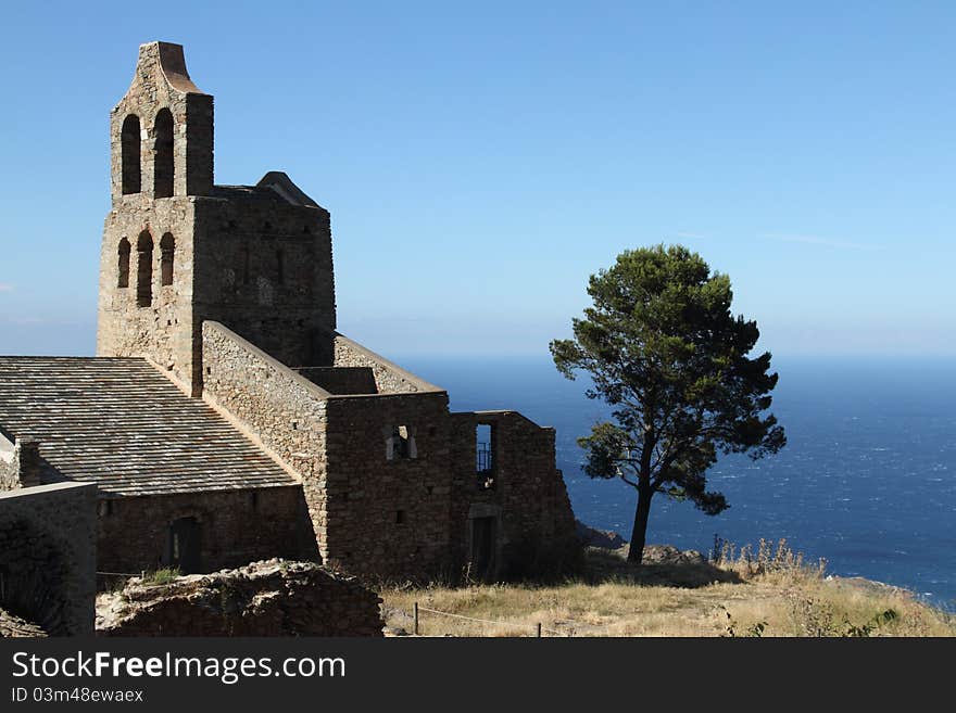 Details of a church, santa helena de rodes, in the North East of Catalonia, Spain.