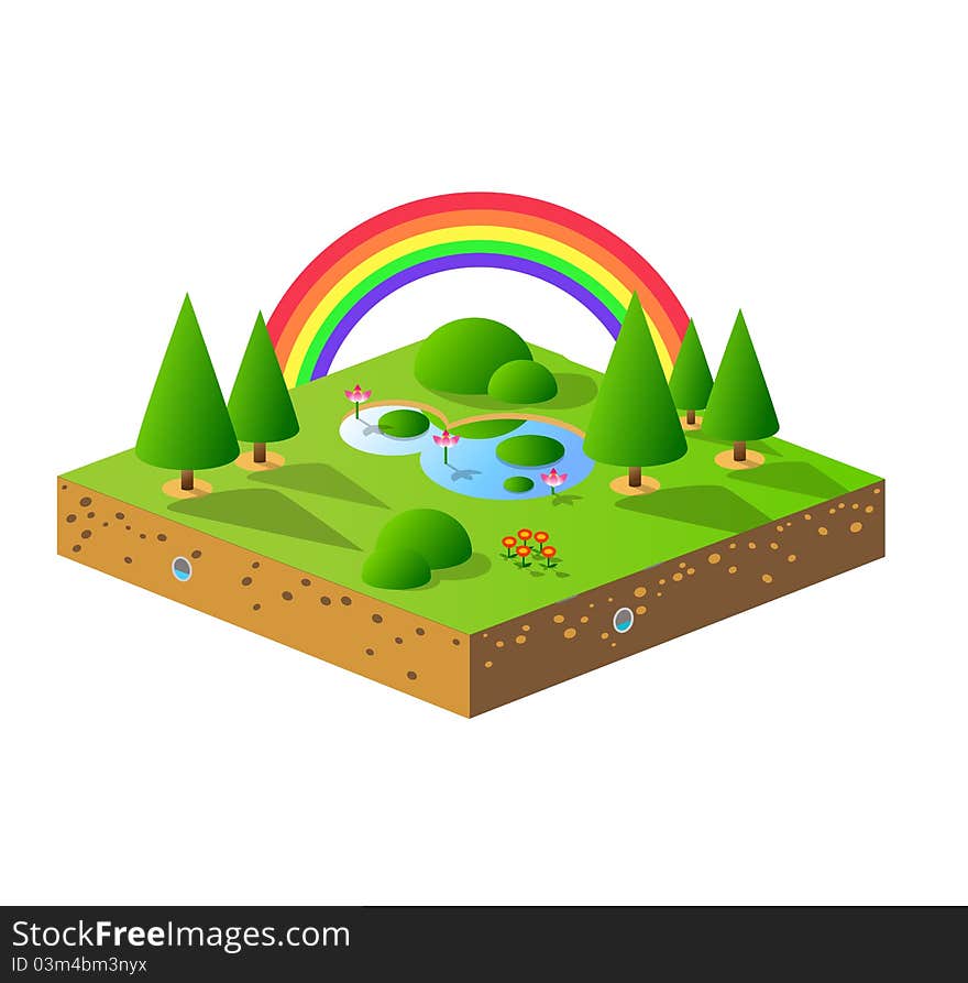 Green Nature landscape vector illustration. Green Nature landscape vector illustration