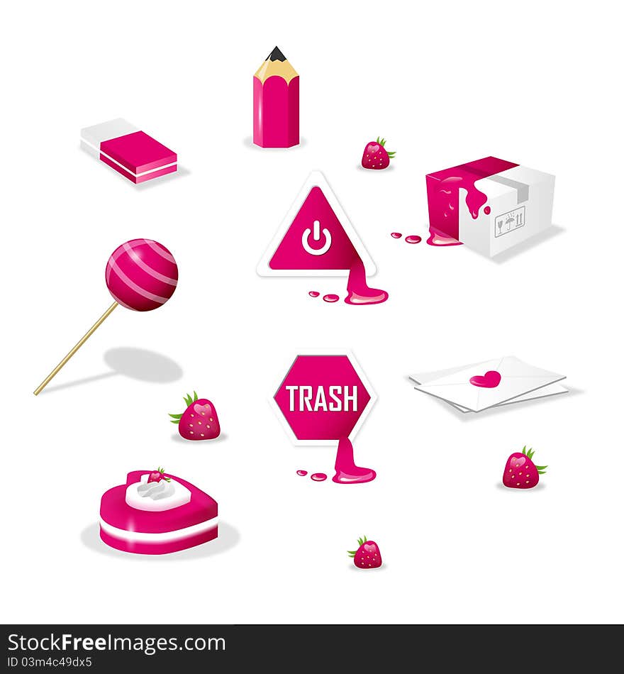 Office icon set Sweet and Love