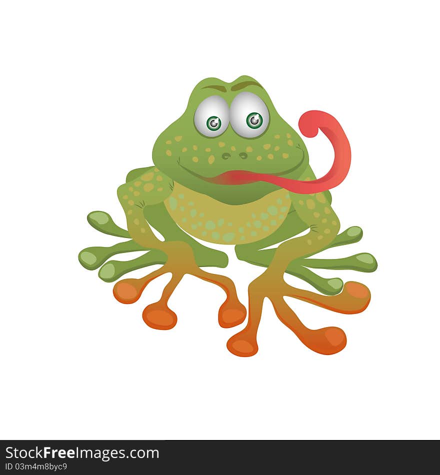 Cartoon frog on a white background.