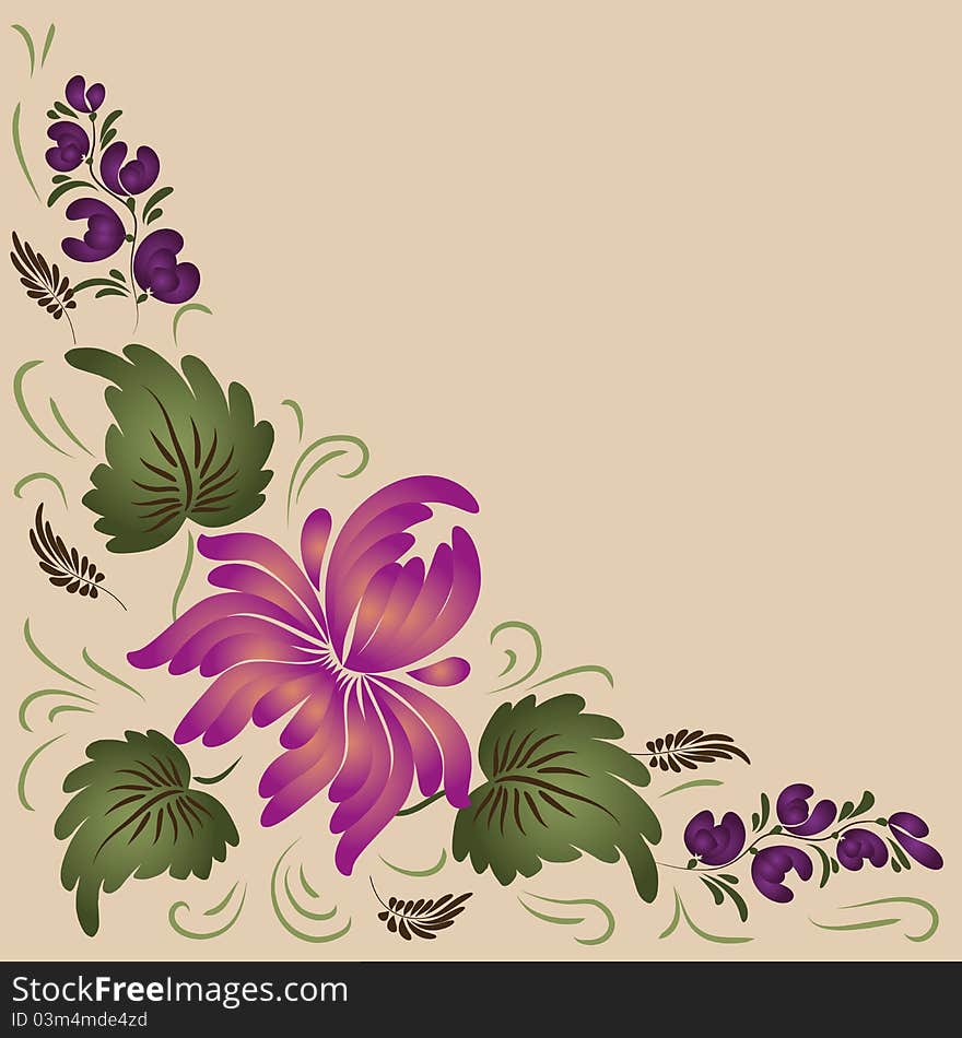 Flowers on a beige background - in the style of hand-painted. Basic elements are grouped.