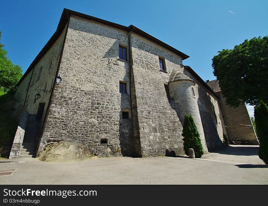 Back of the castel clermont builded on rock in french alps. Back of the castel clermont builded on rock in french alps