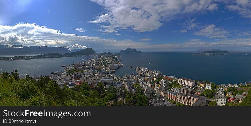 Panorama of Alesund in Norway