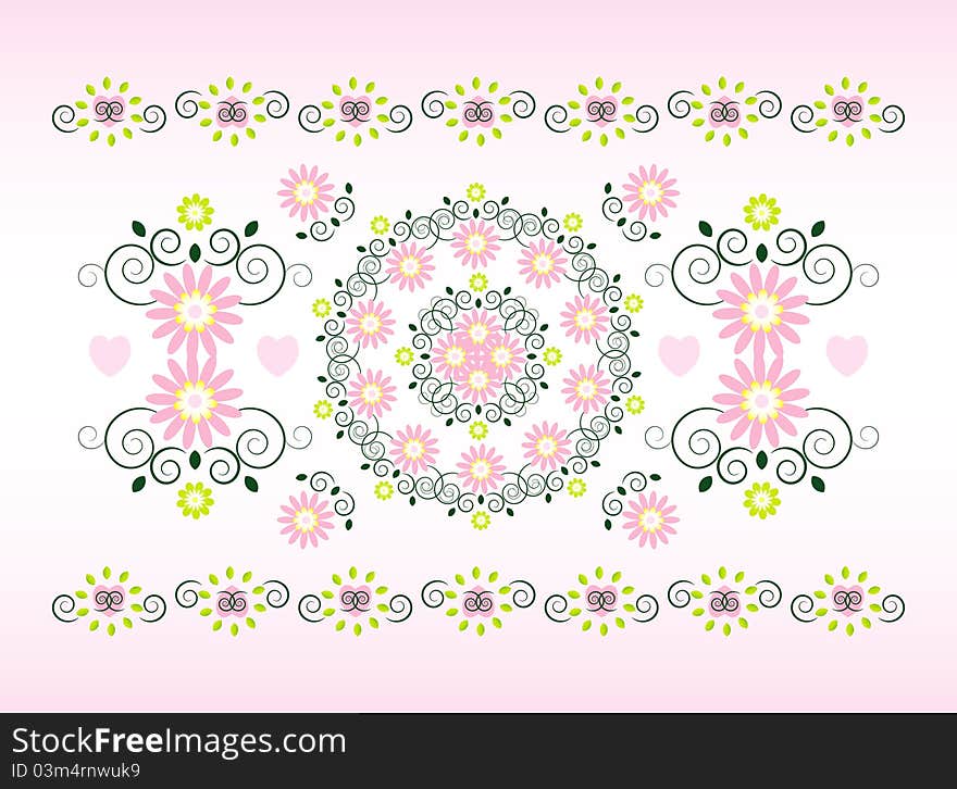 Horizontal ornament with flower and curl