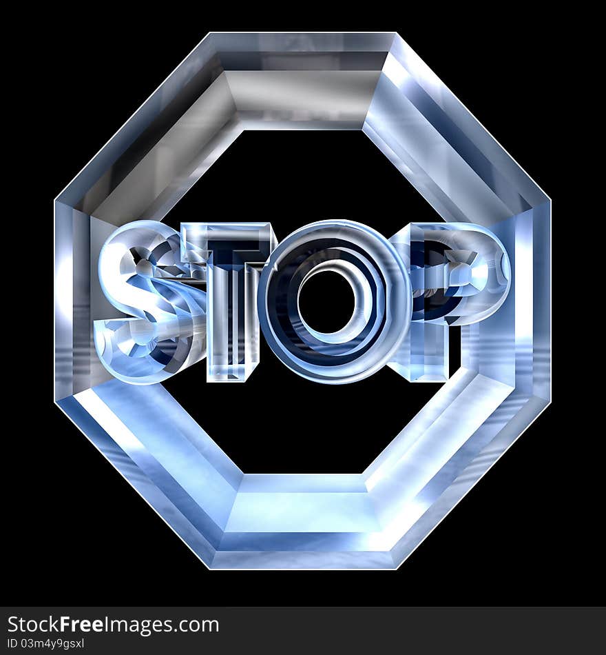 3d made STOP symbol in glass -