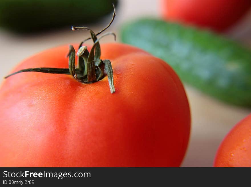 Tomatoes and cucumbers