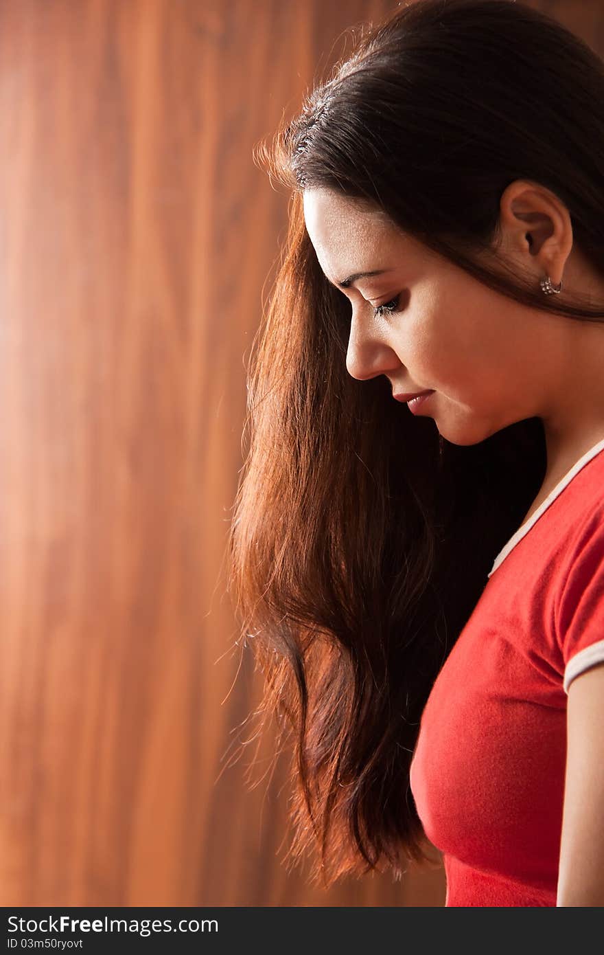 High contrast, head and hair portrait of a young Indian woman. High contrast, head and hair portrait of a young Indian woman