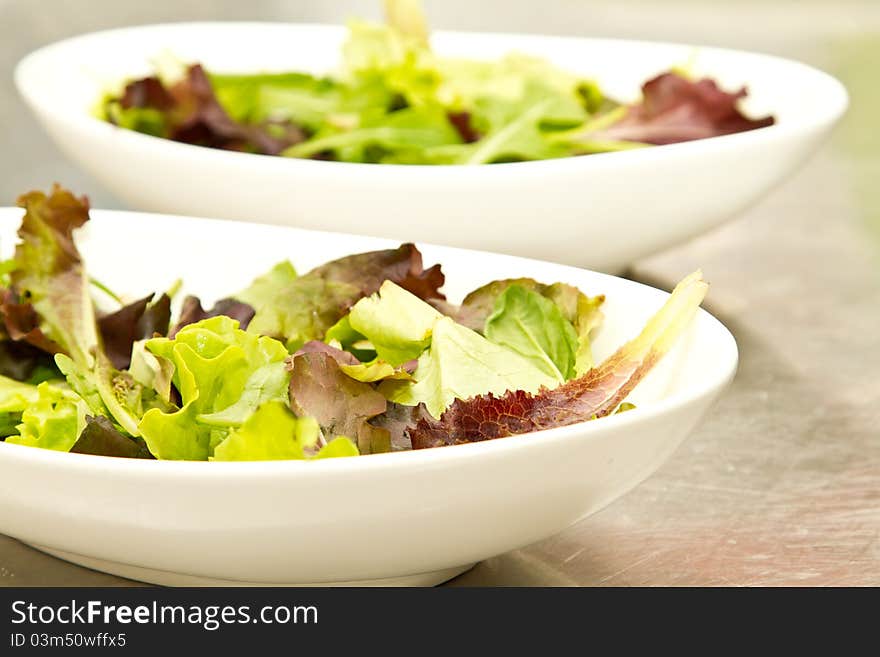 Fresh side salad with different types of lettuce