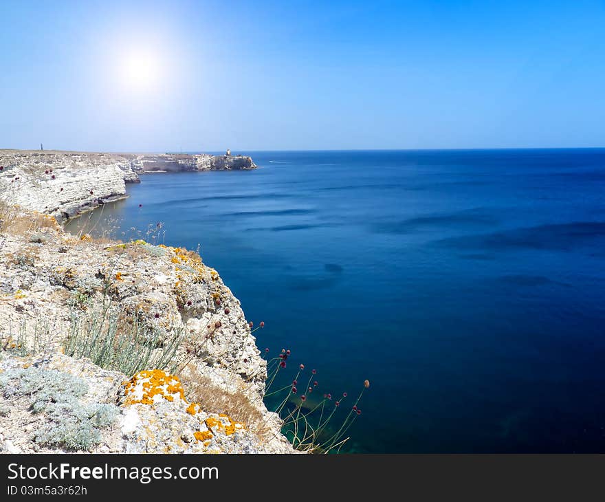 Mountain range in the background of the sea