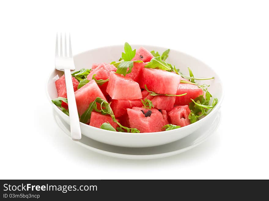 Watermelon and Arugula Salad Isolated