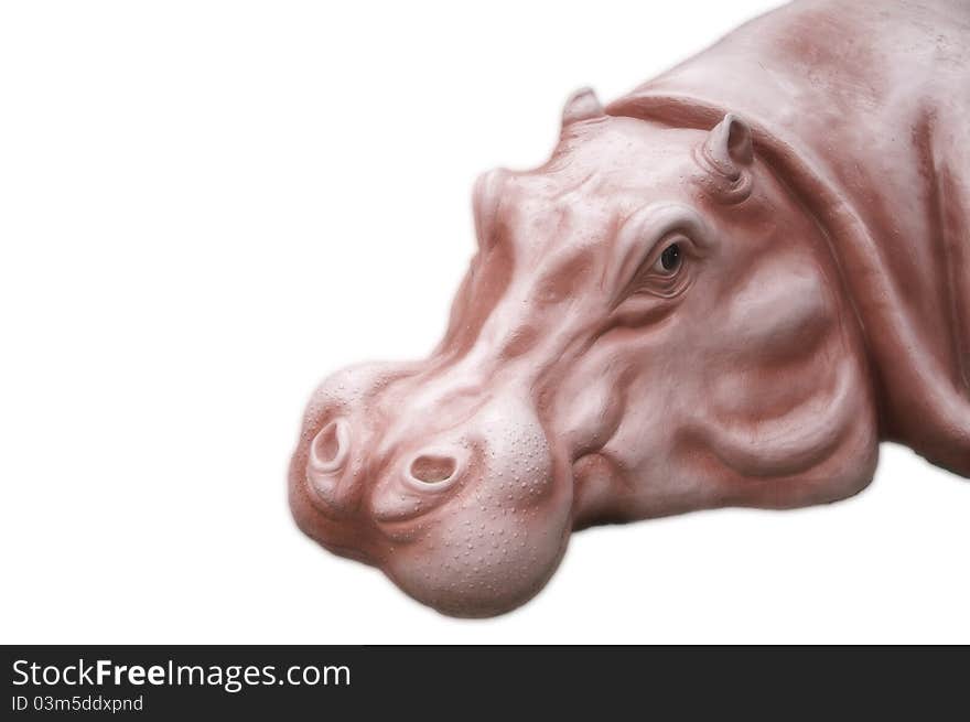 Pink hippopotamus statue  in sitting action