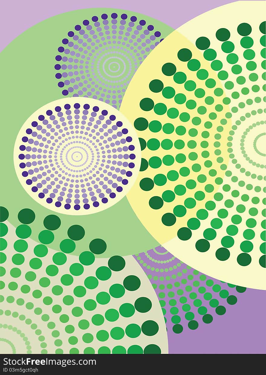 Abstract background with halftone and circles.