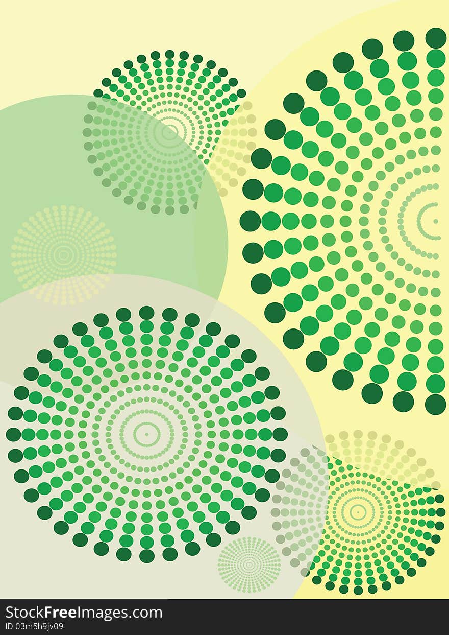 Abstract background with halftone and circles.