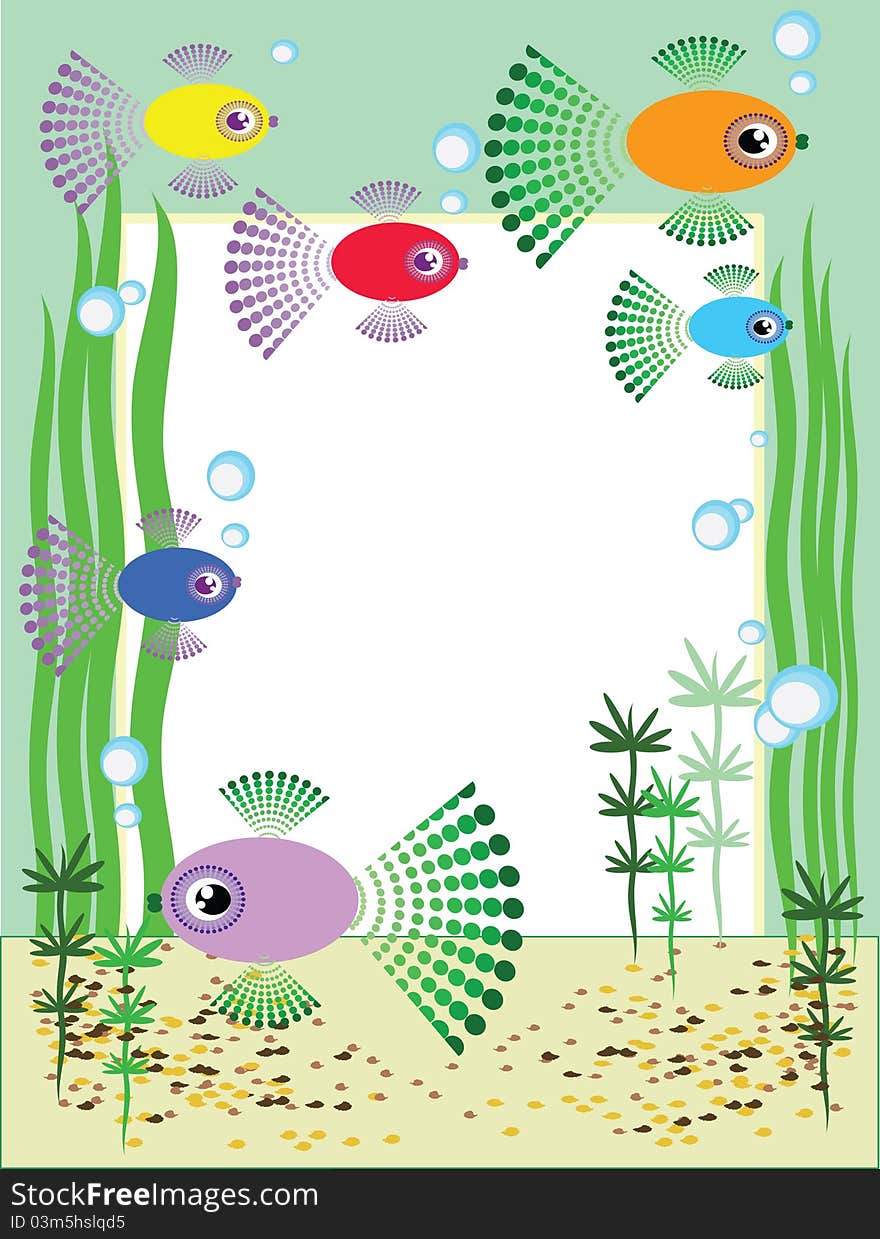 Abstract funky background-frame with fish. Abstract funky background-frame with fish.