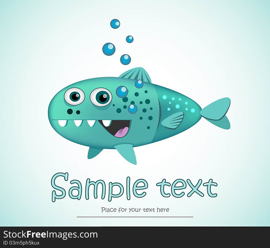 Cartoon Fish Vector in Green Color. Cartoon Fish Vector in Green Color