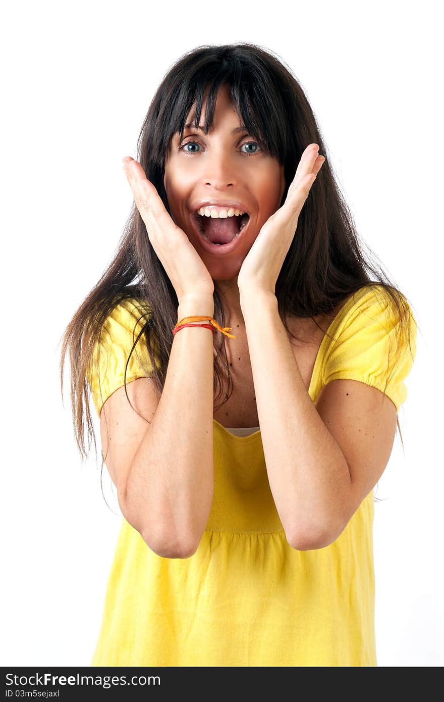 Happy And Surprised Brunette