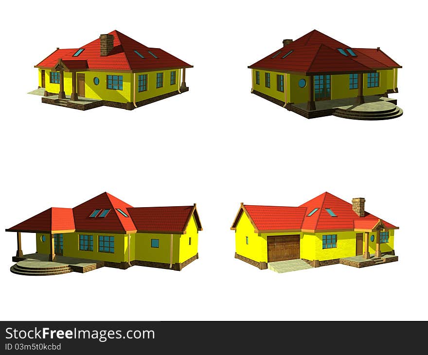 3d house project isolated on white