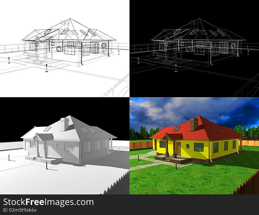 3D house rendering, 3d project