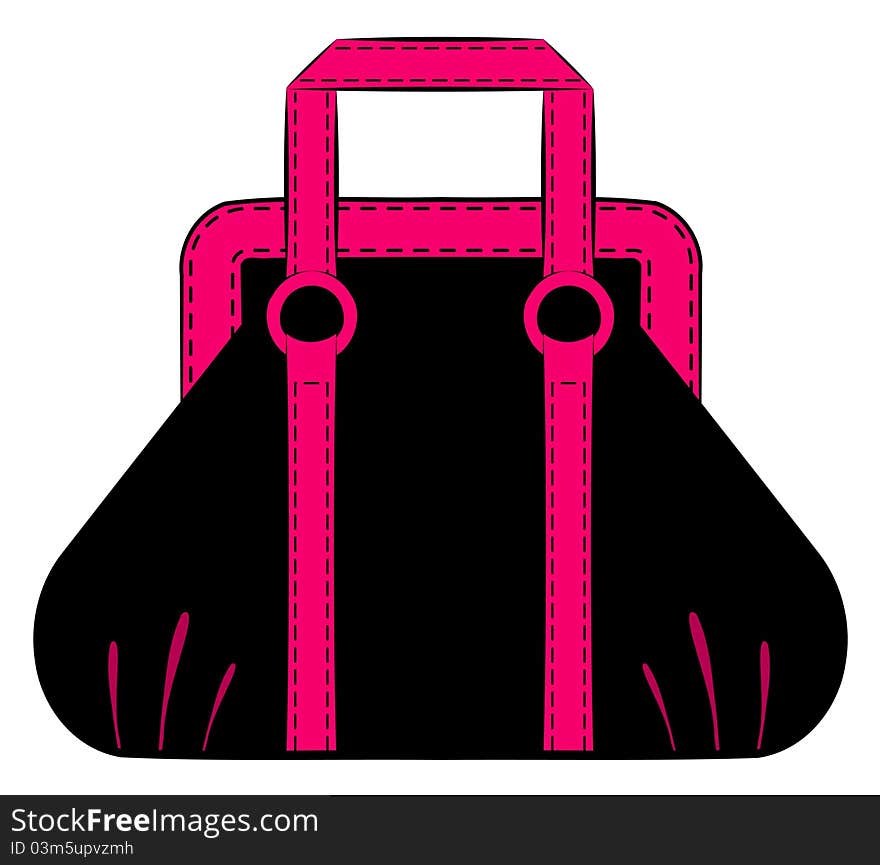 Cartoon vintage woman's bag,illustration for a design