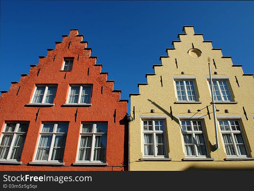 Typical roofs of houses in Bruges