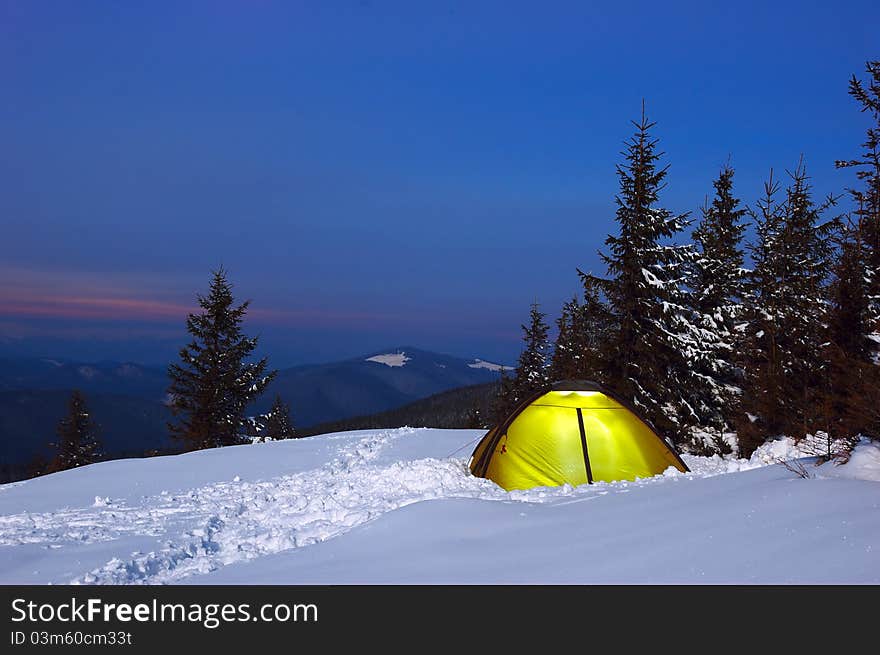 Evening Landscape In Mountains