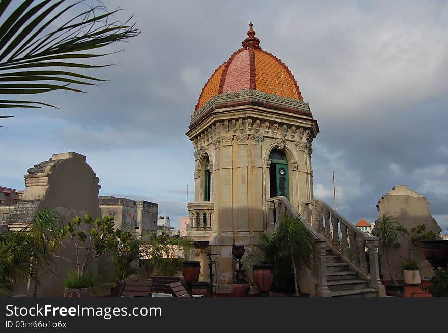 Hotel Raquel in Old Havana, terrace detail. Hotel Raquel in Old Havana, terrace detail.