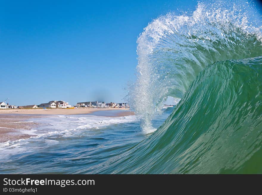 Wave crashing in Atlantic ocean off NJ