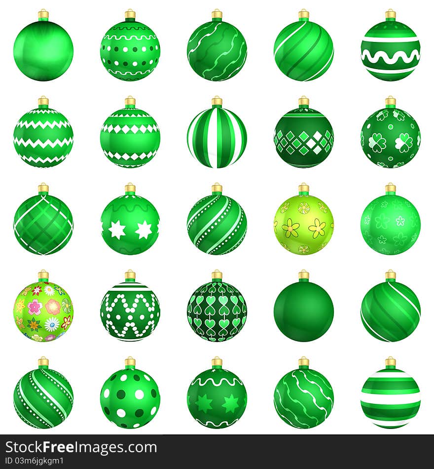 Green Christmas Baubles Big Back 25