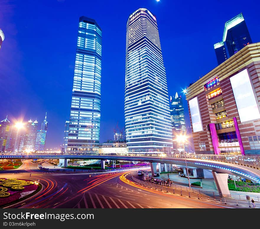 The night view of the lujiazui financial centre in shanghai china. The night view of the lujiazui financial centre in shanghai china.