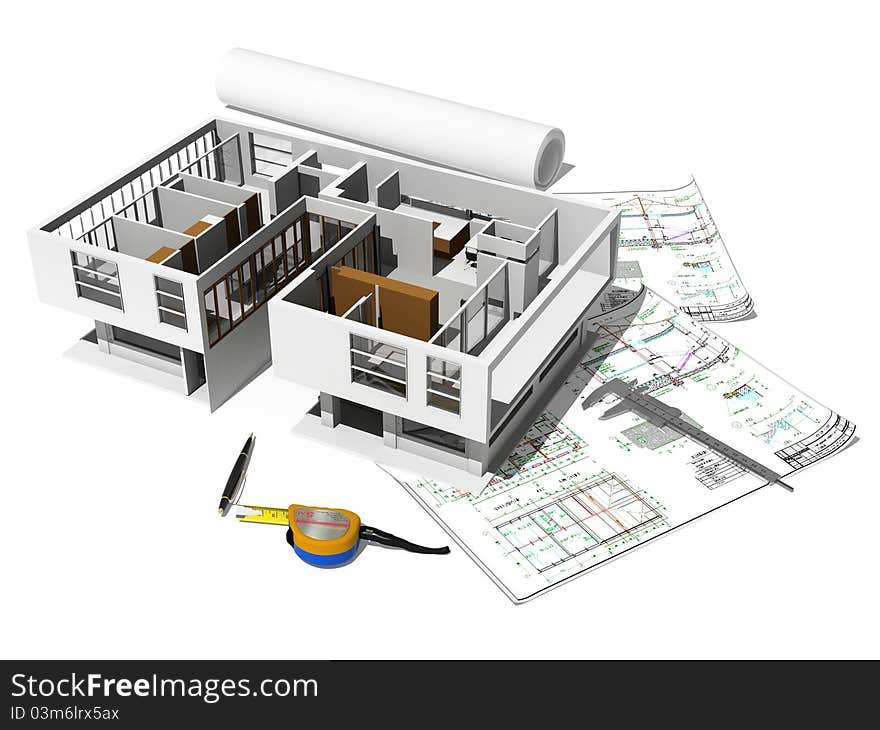 Model of a house on a table