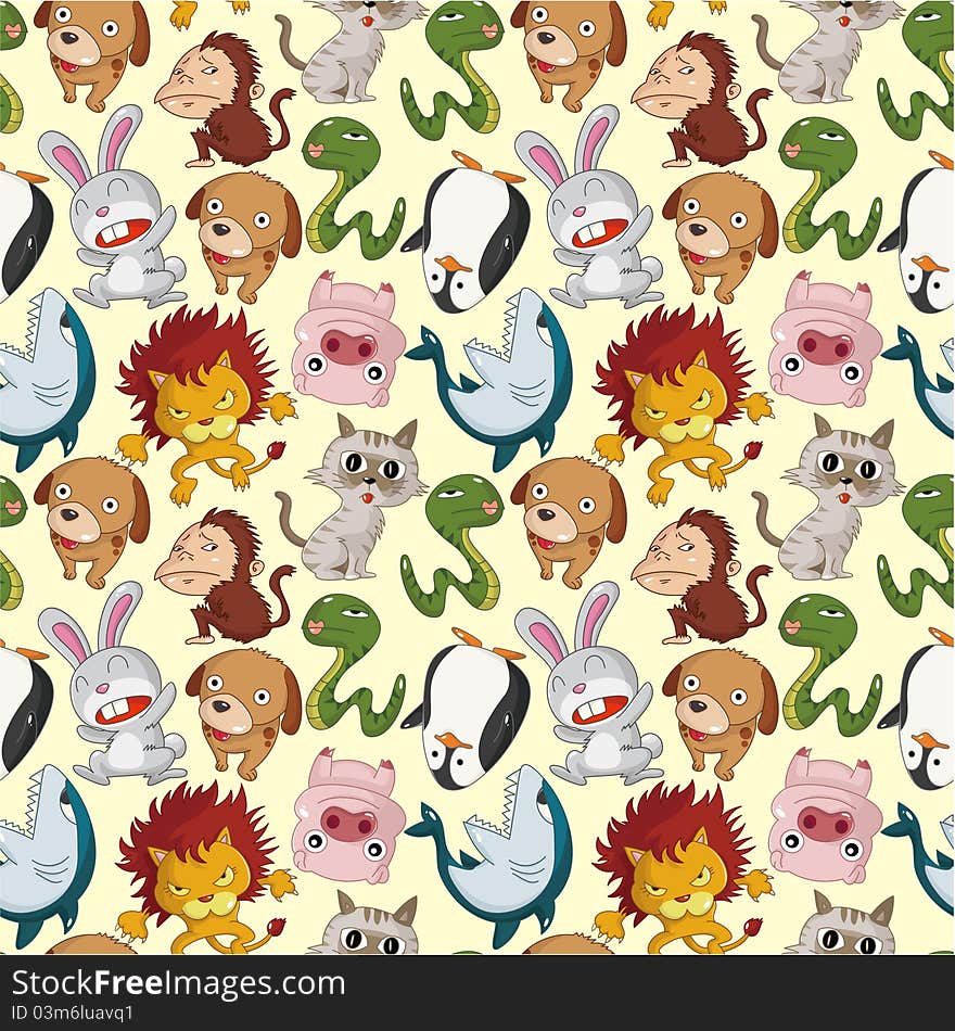 Cartoon animal seamless pattern