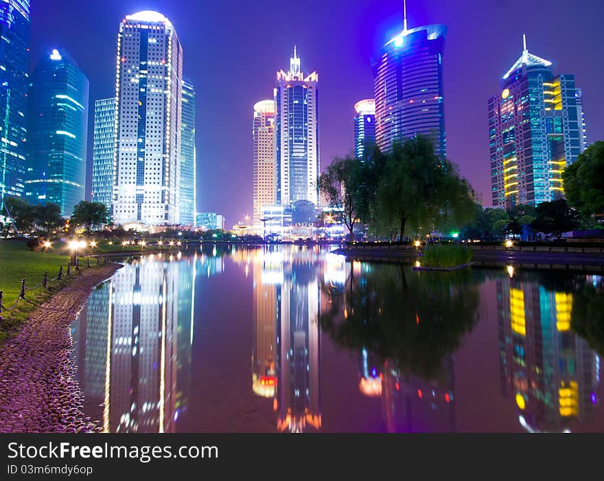 The night view of the lujiazui financial centre in shanghai china. The night view of the lujiazui financial centre in shanghai china.