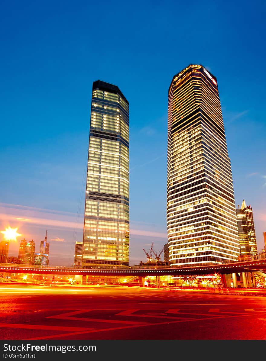 The night view of the lujiazui financial centre in shanghai china. The night view of the lujiazui financial centre in shanghai china.