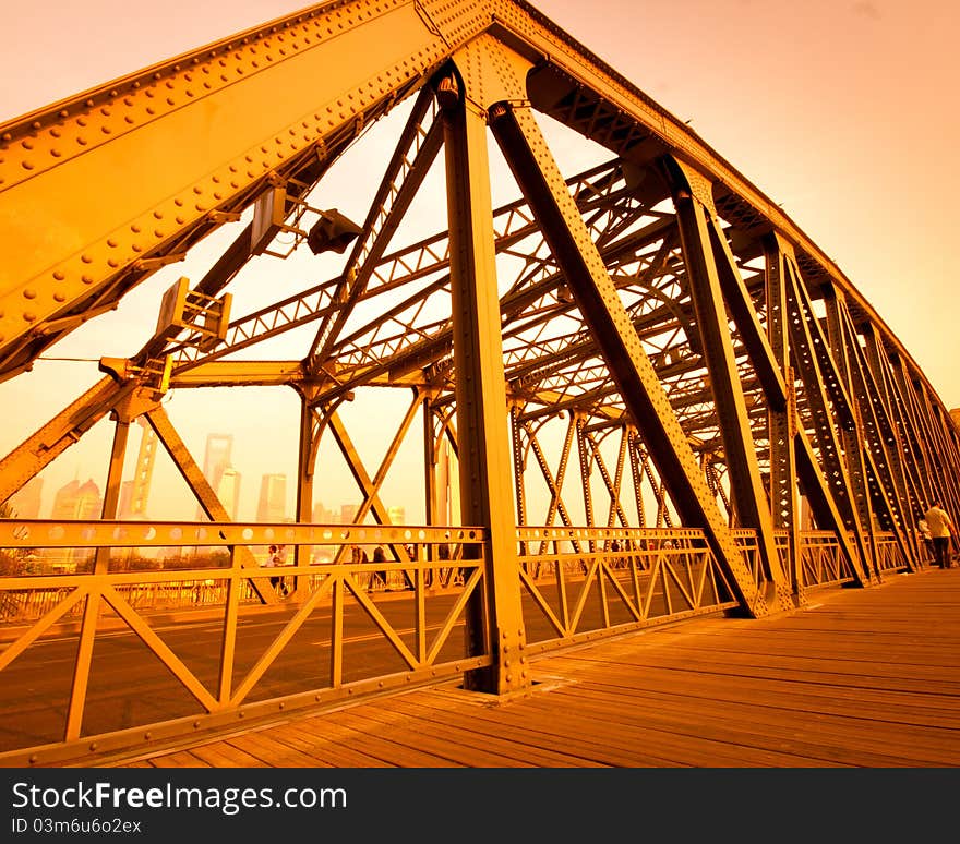 Evening Bridge in Shanghai, China