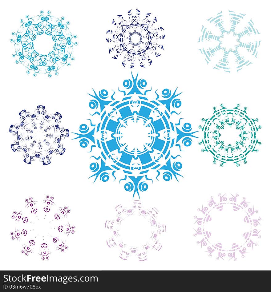 Collection of isolated snowflakes, illustration, eps10. Collection of isolated snowflakes, illustration, eps10