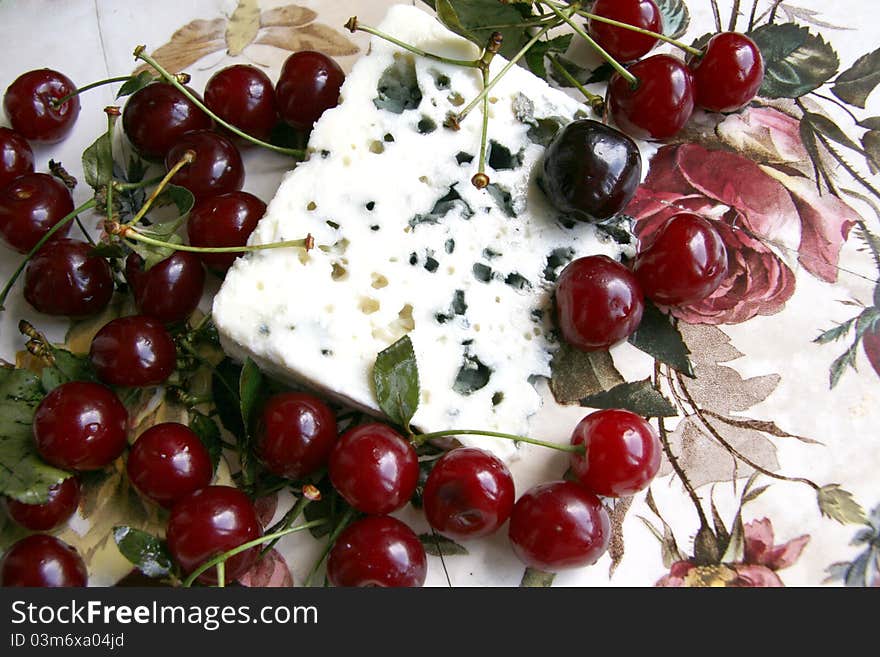 Cherry And Roquefort Cheese