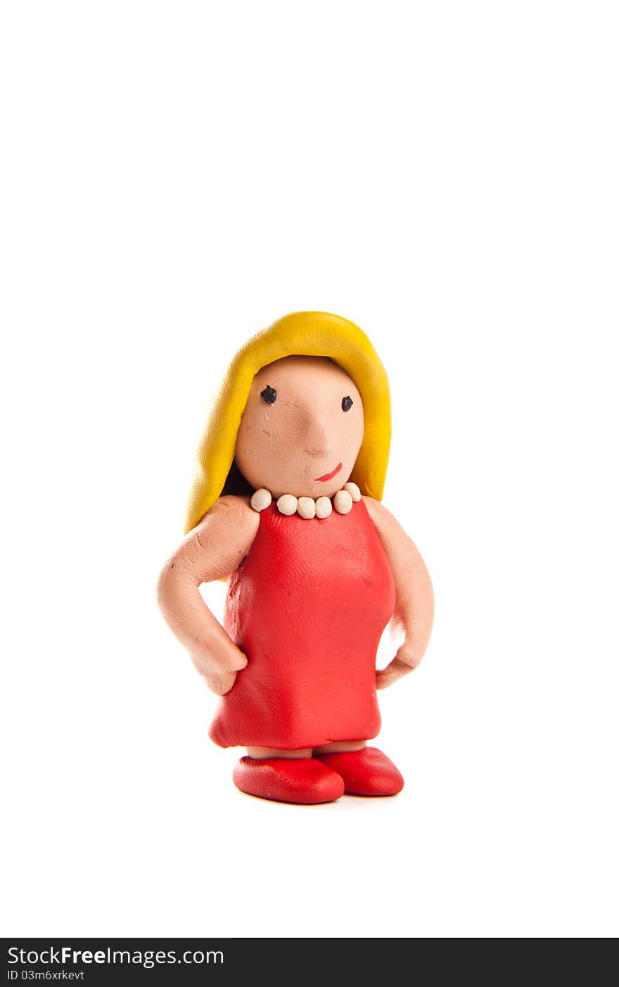 Blond Girl Made Of Clay Looking At You