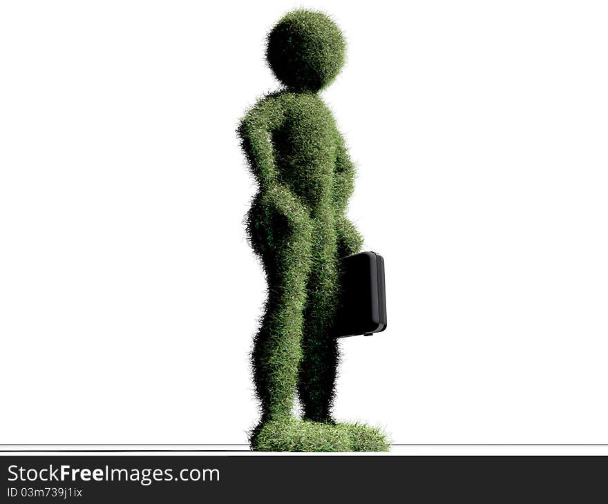 Grass man isolated on white background