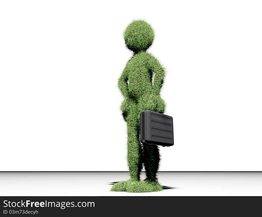 Grass man isolated on white background