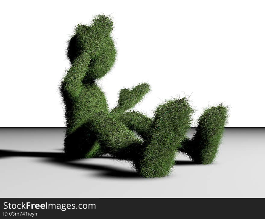 Grass man on white background