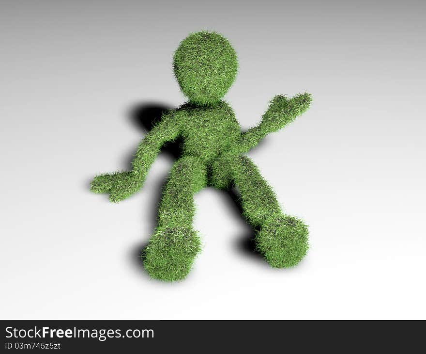 Grass man on white background