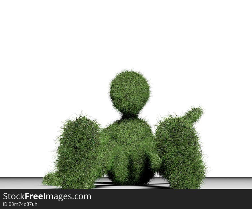 Grass man on white background